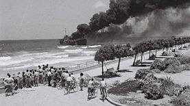 האונייה אלטלנה עולה בלהבות מול חופי תל אביב, צילום: ויקיפדיה